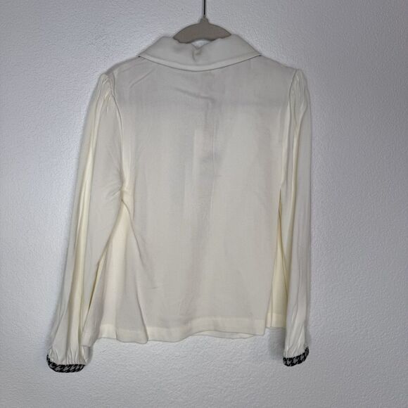 NEW Finding Foxtale Girl Classic Button Blouse Size 5 Ivory Houndstooth Chic $39 - Picture 7 of 9